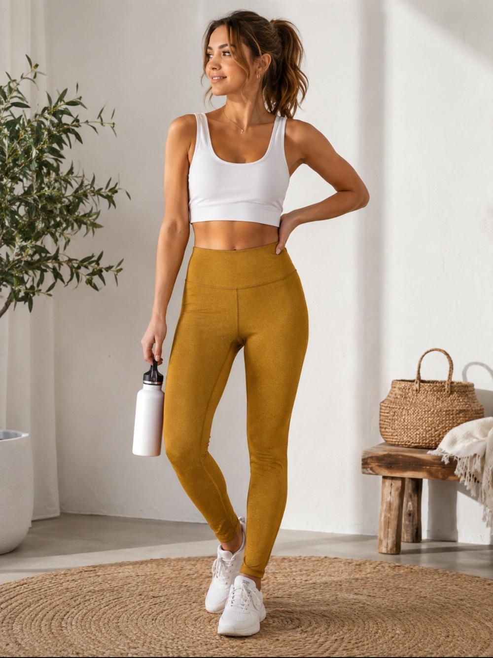 Athleta Gold Metallic High Rise Athletic Leggings XXS New